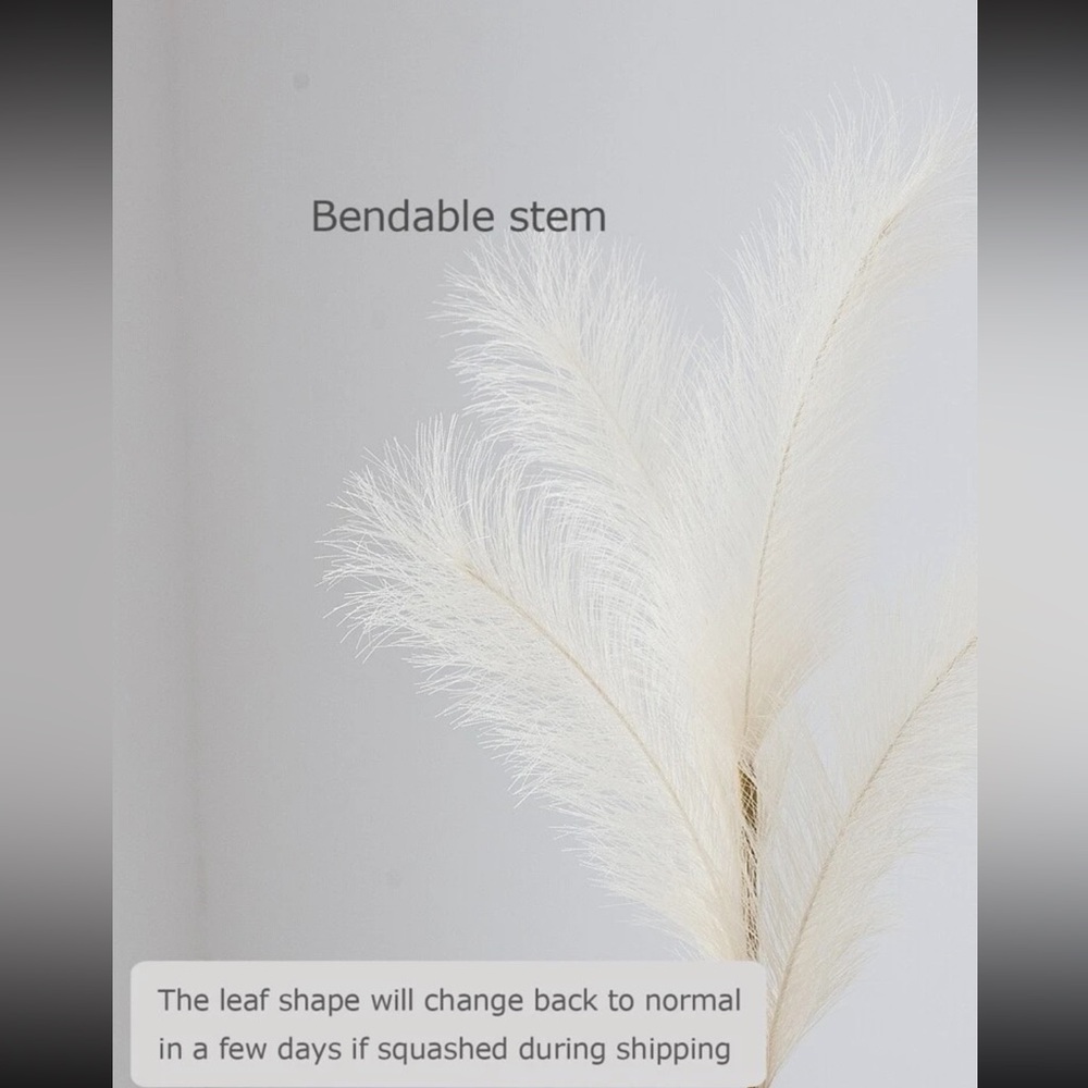 Faux pampas grass flower plant home decor cream white - Picture 4 of 5